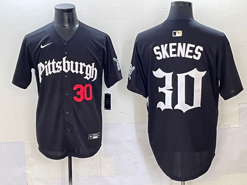 Men 2025 Pittsburgh Pirates #30 Skenes Black Five generations Joint Name Nike MLB Jersey style 2->pittsburgh pirates->MLB Jersey